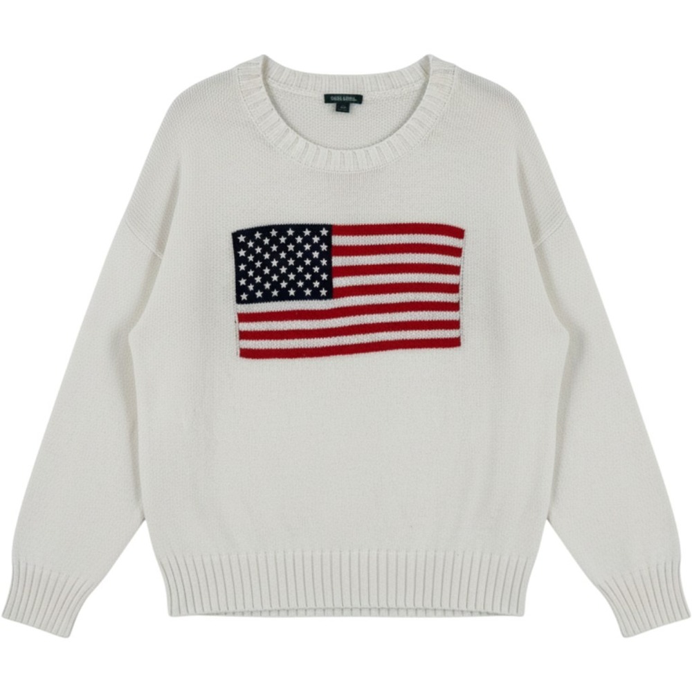 Wild Fable American Flag Sweater White Small Patriotic USA Fourth of July